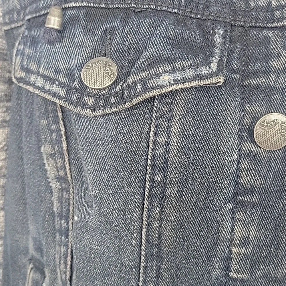 Free People Black Denim Mixed Media Short Hoodie Jacket‎ Small - Picture 4 of 11